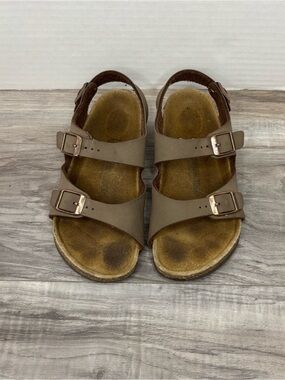 Birkenstock Roma Kids Brown Two-Strap Buckle Sandals